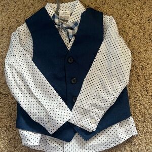 Kids Navy Blue Vest and Polka Dot suit and tie outfit